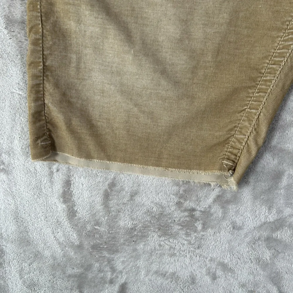 True Religion Ricky Jean Short Men 40 Tan Corduroy Frayed Flap Pocket Jorts Y2K
